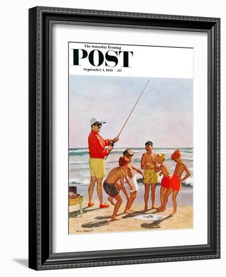 "Big Pole Little Fish" Saturday Evening Post Cover, September 1, 1956-Richard Sargent-Framed Giclee Print