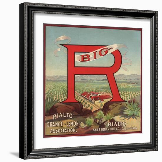 Big R Brand - Rialto, California - Citrus Crate Label-Lantern Press-Framed Art Print