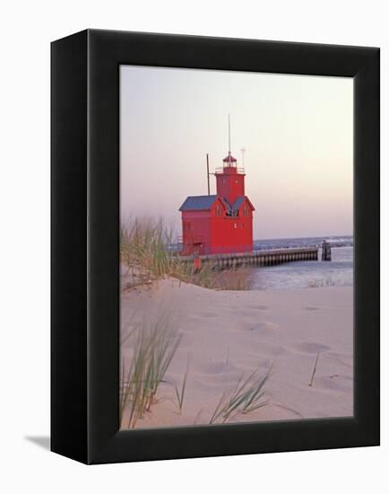 Big Red Holland Lighthouse, Holland, Ottowa County, Michigan, USA-Brent Bergherm-Framed Premier Image Canvas