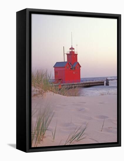 Big Red Holland Lighthouse, Holland, Ottowa County, Michigan, USA-Brent Bergherm-Framed Premier Image Canvas