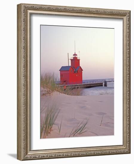 Big Red Holland Lighthouse, Holland, Ottowa County, Michigan, USA-Brent Bergherm-Framed Photographic Print