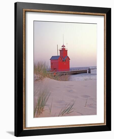 Big Red Holland Lighthouse, Holland, Ottowa County, Michigan, USA-Brent Bergherm-Framed Photographic Print