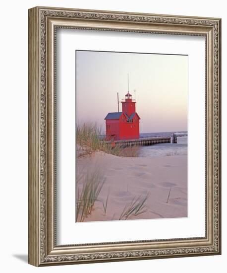 Big Red Holland Lighthouse, Holland, Ottowa County, Michigan, USA-Brent Bergherm-Framed Photographic Print