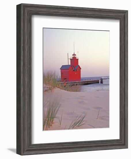 Big Red Holland Lighthouse, Holland, Ottowa County, Michigan, USA-Brent Bergherm-Framed Photographic Print