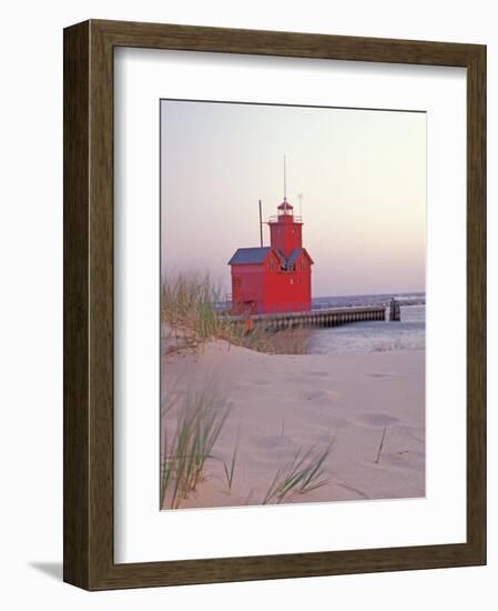 Big Red Holland Lighthouse, Holland, Ottowa County, Michigan, USA-Brent Bergherm-Framed Photographic Print