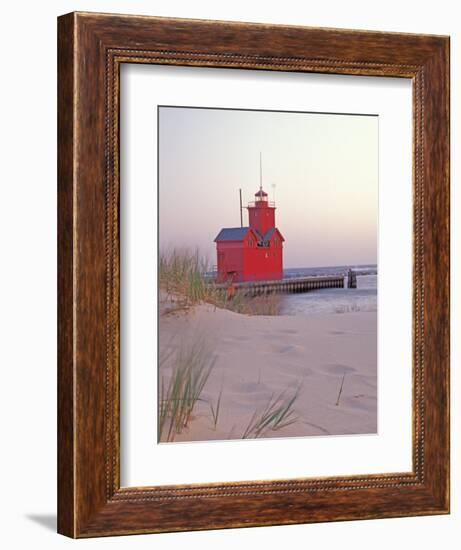 Big Red Holland Lighthouse, Holland, Ottowa County, Michigan, USA-Brent Bergherm-Framed Photographic Print