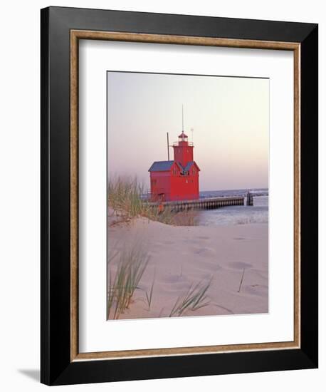 Big Red Holland Lighthouse, Holland, Ottowa County, Michigan, USA-Brent Bergherm-Framed Photographic Print