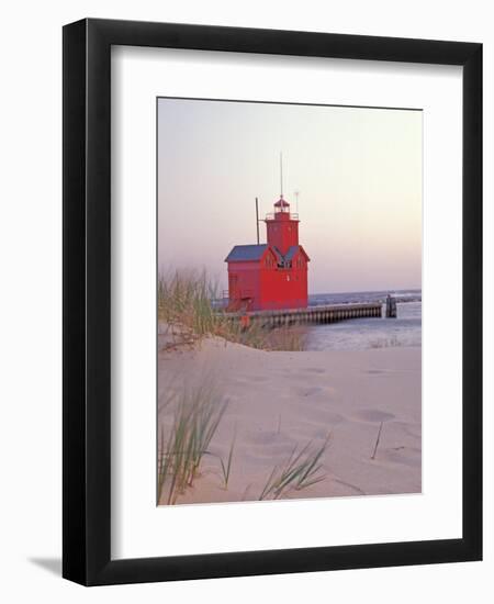 Big Red Holland Lighthouse, Holland, Ottowa County, Michigan, USA-Brent Bergherm-Framed Photographic Print