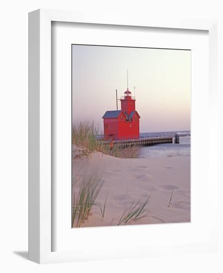 Big Red Holland Lighthouse, Holland, Ottowa County, Michigan, USA-Brent Bergherm-Framed Photographic Print