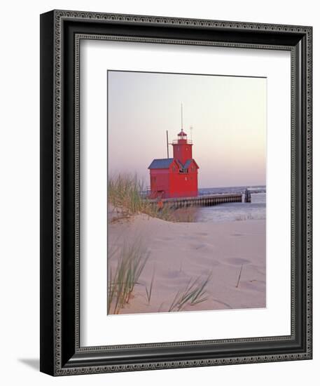 Big Red Holland Lighthouse, Holland, Ottowa County, Michigan, USA-Brent Bergherm-Framed Photographic Print