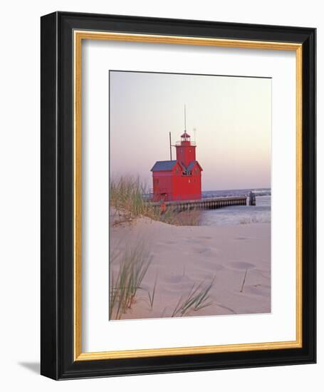 Big Red Holland Lighthouse, Holland, Ottowa County, Michigan, USA-Brent Bergherm-Framed Photographic Print