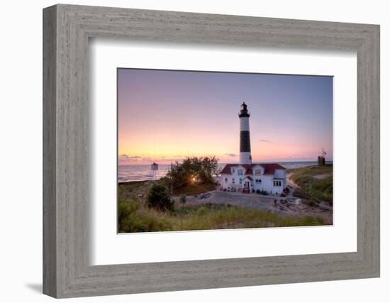 Big Sable Point Lighthouse At Sunset-Adam Romanowicz-Framed Photographic Print