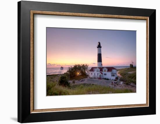 Big Sable Point Lighthouse At Sunset-Adam Romanowicz-Framed Photographic Print