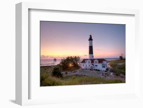 Big Sable Point Lighthouse At Sunset-Adam Romanowicz-Framed Photographic Print