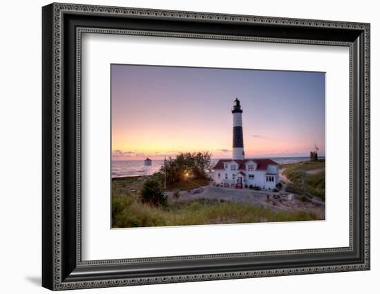 Big Sable Point Lighthouse At Sunset-Adam Romanowicz-Framed Photographic Print