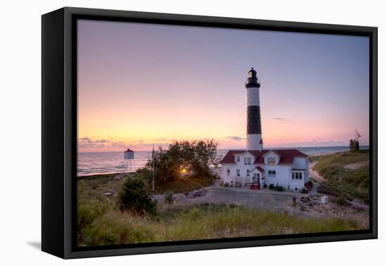 Big Sable Point Lighthouse At Sunset-Adam Romanowicz-Framed Premier Image Canvas