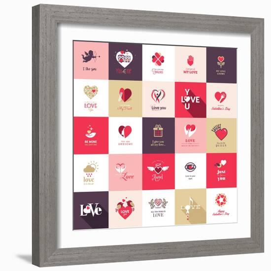 Big Set of Icons for Valentines Day-PureSolution-Framed Art Print