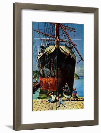 "Big Ship at Dock", November 5, 1955-John Falter-Framed Giclee Print