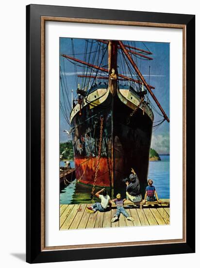 "Big Ship at Dock", November 5, 1955-John Falter-Framed Giclee Print