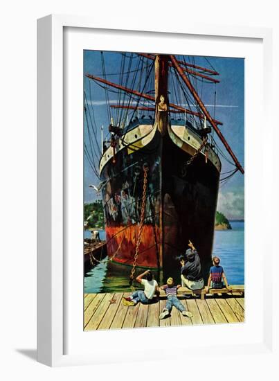 "Big Ship at Dock", November 5, 1955-John Falter-Framed Giclee Print