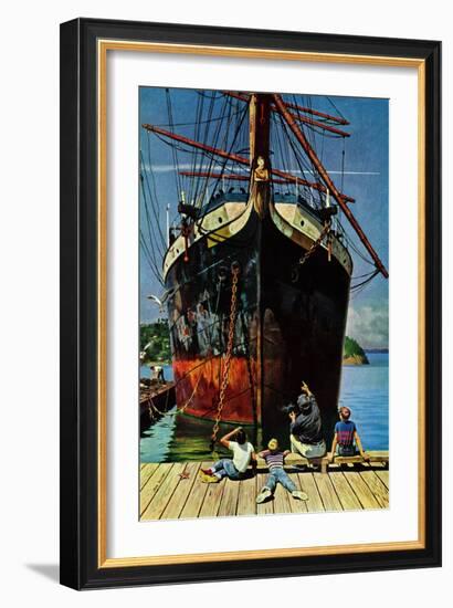 "Big Ship at Dock", November 5, 1955-John Falter-Framed Giclee Print