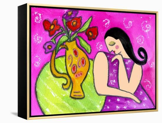 Big Shy Diva and Flower Vase-Wyanne-Framed Premier Image Canvas