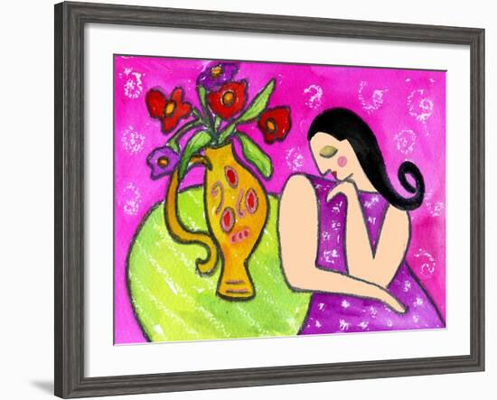 Big Shy Diva and Flower Vase-Wyanne-Framed Giclee Print