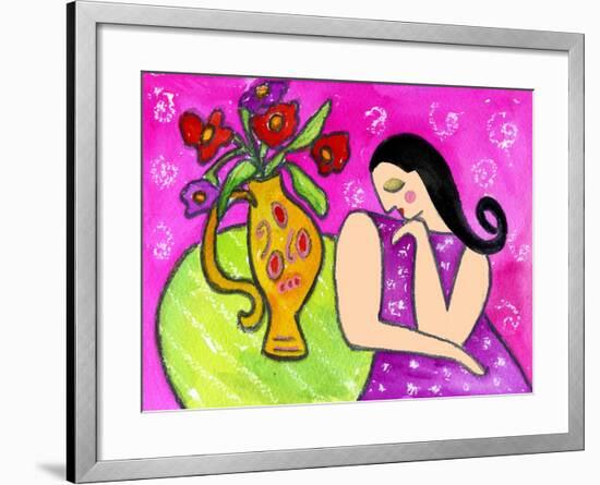 Big Shy Diva and Flower Vase-Wyanne-Framed Giclee Print