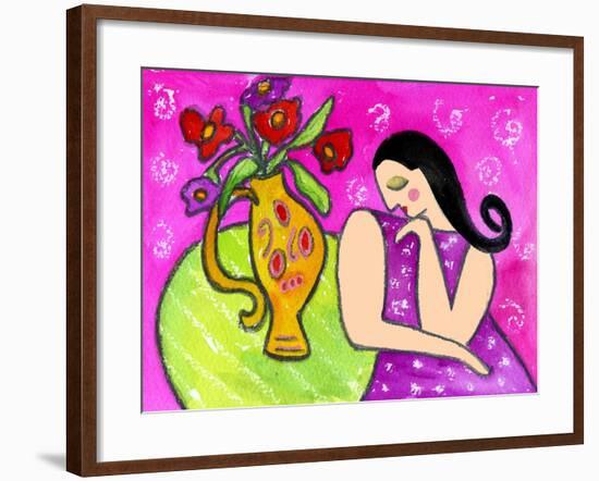 Big Shy Diva and Flower Vase-Wyanne-Framed Giclee Print