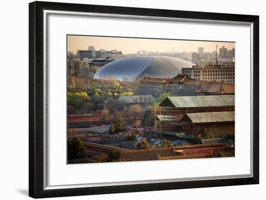 Big Silver Egg Concert Hall Close-Up, Beijing, China. Forbidden City in Foreground-William Perry-Framed Photographic Print