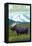 Big Sky, Montana - Moose and Mountain-Lantern Press-Framed Stretched Canvas