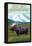 Big Sky, Montana - Moose and Mountain-Lantern Press-Framed Stretched Canvas