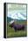 Big Sky, Montana - Moose and Mountain-Lantern Press-Framed Stretched Canvas