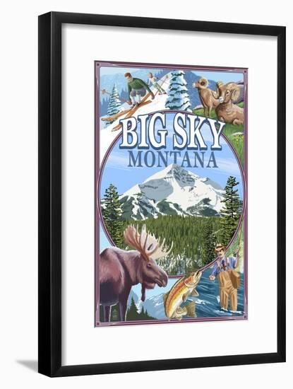 Big Sky, Montana - Scenes-Lantern Press-Framed Art Print