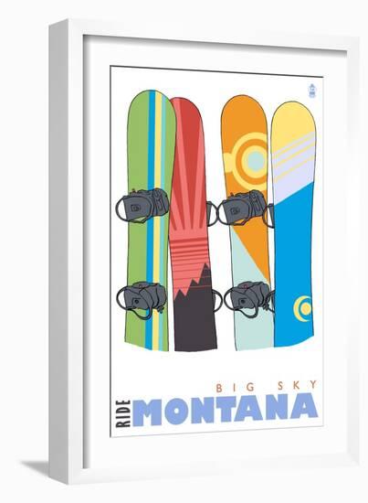 Big Sky, Montana, Snowboards in the Snow-Lantern Press-Framed Art Print