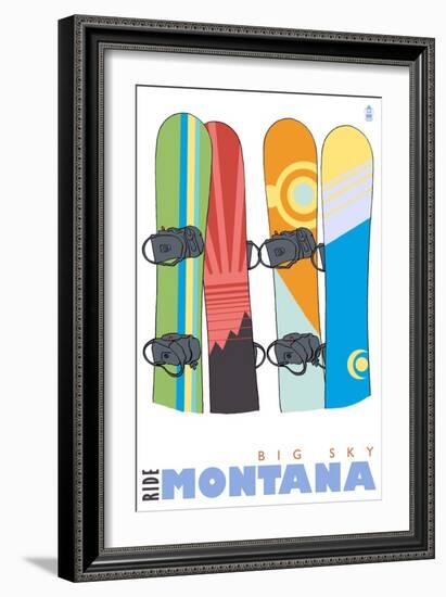 Big Sky, Montana, Snowboards in the Snow-Lantern Press-Framed Art Print