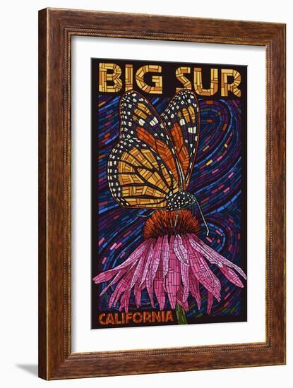 Big Sur, California - Butterfly and Flower-Lantern Press-Framed Art Print