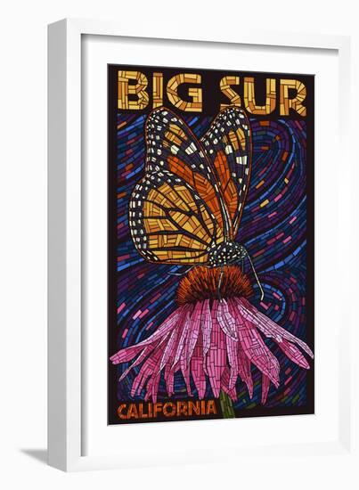 Big Sur, California - Butterfly and Flower-Lantern Press-Framed Art Print