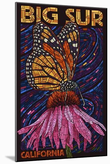 Big Sur, California - Butterfly and Flower-Lantern Press-Mounted Art Print