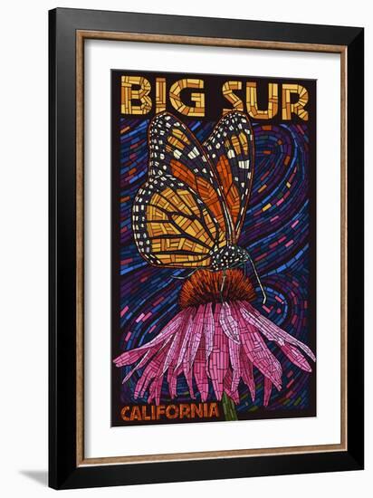 Big Sur, California - Butterfly and Flower-Lantern Press-Framed Premium Giclee Print