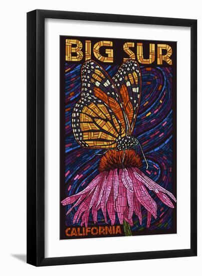 Big Sur, California - Butterfly and Flower-Lantern Press-Framed Premium Giclee Print