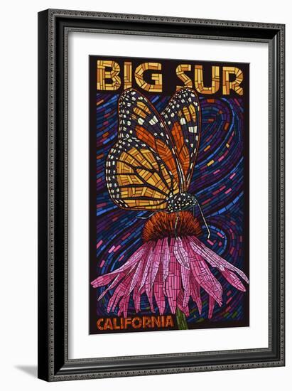 Big Sur, California - Butterfly and Flower-Lantern Press-Framed Premium Giclee Print