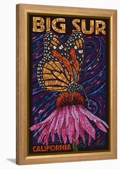 Big Sur, California - Butterfly and Flower-Lantern Press-Framed Stretched Canvas