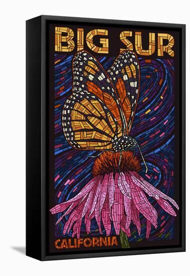 Big Sur, California - Butterfly and Flower-Lantern Press-Framed Stretched Canvas