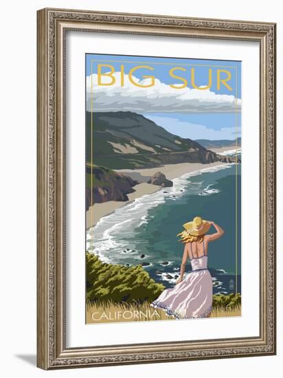 Big Sur, California Coast Scene-Lantern Press-Framed Art Print