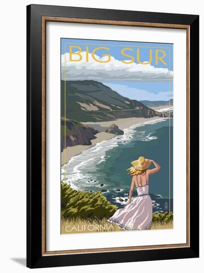 Big Sur, California Coast Scene-Lantern Press-Framed Art Print