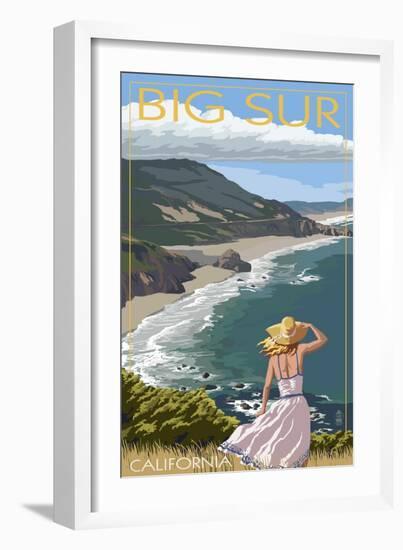 Big Sur, California Coast Scene-Lantern Press-Framed Art Print