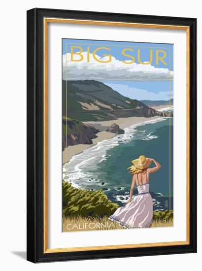 Big Sur, California Coast Scene-Lantern Press-Framed Art Print