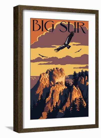 Big Sur, California - Condors-Lantern Press-Framed Art Print