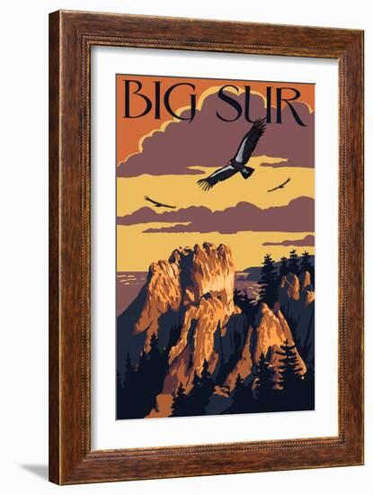 Big Sur, California - Condors-Lantern Press-Framed Art Print